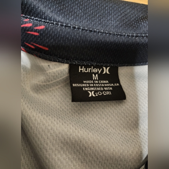 RARE Hurley Shirt Men M H2O Dri Short Sleeve Polo Shirt USA 4th of July Statue - Picture 4 of 7